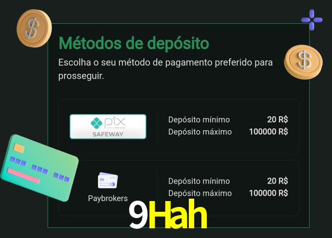 O cassino 9Hah oferece uma grande variedade de métodos de pagamento